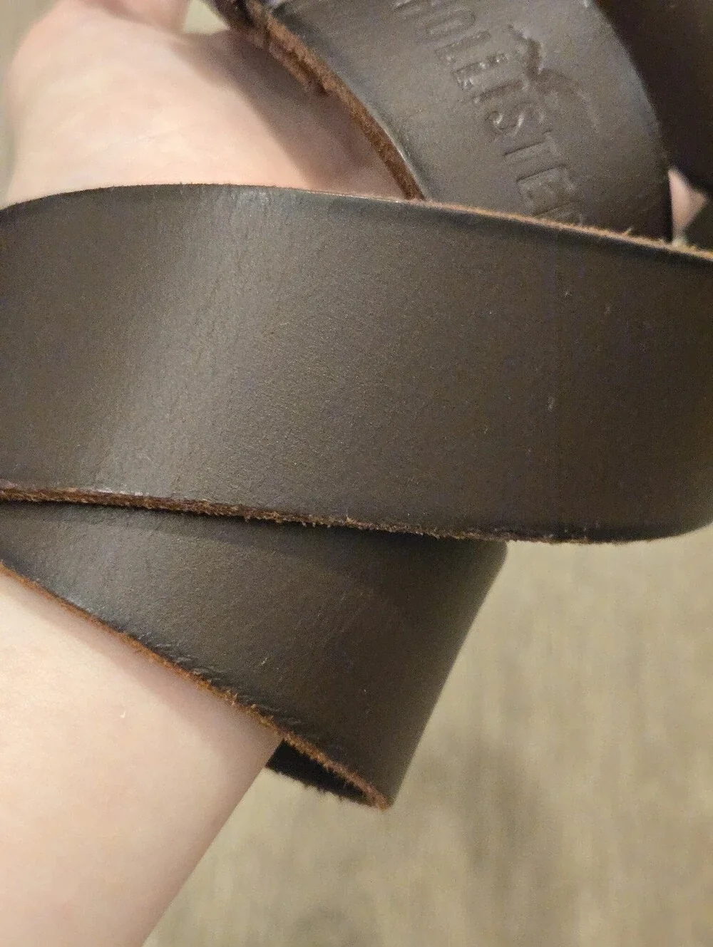 Mens Hollister Brown Leather Belt Dirtbag Grunge Rustic Size 34 Western VTG